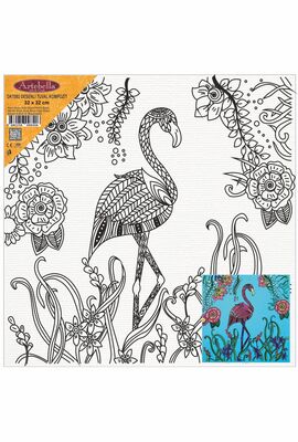 Flamingo Motifli Mandala Pres Tuval Boyama 32x32 cm