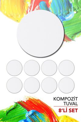 10 cm Pres Kompozit Yuvarlak Tuval 8'li Paket